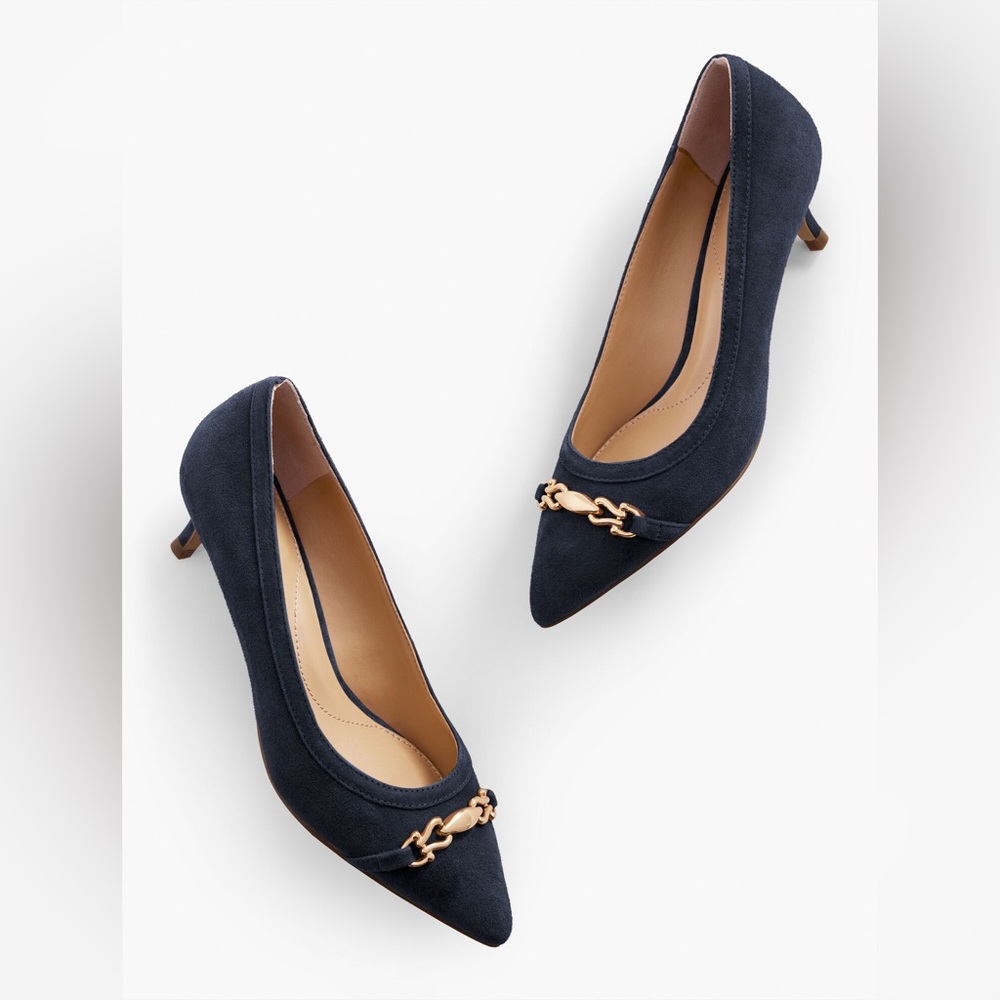 TALBOTS— SYLVIE BIT KITTEN HEEL PUMP - SUEDE